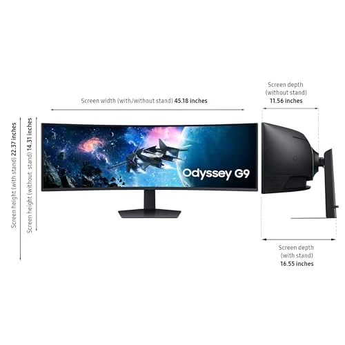 Samsung 49” Odyssey G9 Series DQHD 1000R Curved Gaming Monitor design detail