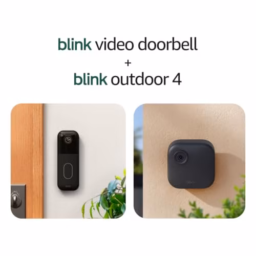 Blink Video Doorbell + Outdoor 4 – Wireless smart security cameras, head-to-toe HD view, two-year battery life. Sync Module Core included – 1 camera system + Video Doorbell