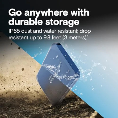 Crucial X10 2TB Portable SSD, Up to 2,100MB/s, USB 3.2 USB-C, External Solid State Drive, Compatible with Windows, Mac & Android, Durable Storage for Games, Photos & Files, Blue - CT2000X10SSD9-02