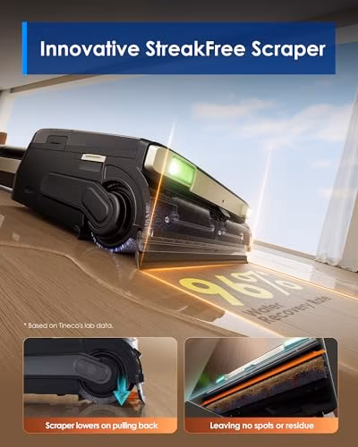 Tineco Floor ONE S9 Master Wet Dry Vacuum Cleaner, StreakFree Scraper, ThermoBlast Tech, Hot Water Mopping, 3.9inch Ultra-Slim Body, 23kPa Suction, Flashdry Self-Cleaning System