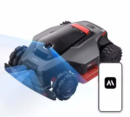 MOVA LiDAX Ultra 3000 AWD Robot Lawn Mower Wire Free RTK Free for up to 0.75 Acre*Dual Maps, 360° 3D LiDAR & AI Dual Vision Mapping, Robotic Mower with 4G, for 80% Slopes, Cutting Height 1.2”–3.9“