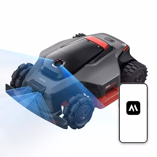 MOVA LiDAX Ultra 3000 AWD Robot Lawn Mower Wire Free RTK Free for up to 0.75 Acre*Dual Maps, 360° 3D LiDAR & AI Dual Vision Mapping, Robotic Mower with 4G, for 80% Slopes, Cutting Height 1.2”–3.9“