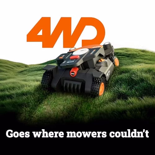 WORX Robot Lawn Mower 4WD for 1/2 Acre, No Perimeter Wire, WR342