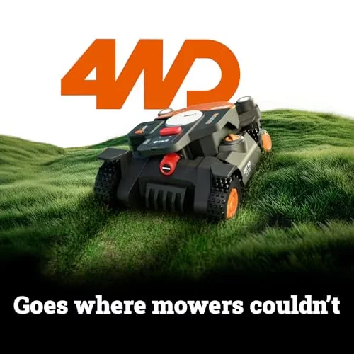 WORX Robot Lawn Mower 4WD for 1/2 Acre, No Perimeter Wire, WR342