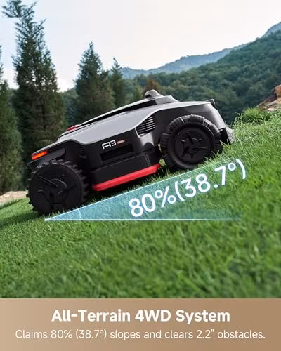 DREAME LiDAR 3500 Robot Lawn Mower A3 AWD Pro Wire Free No RTK, 4WD for 38.7° Slopes, Dual AI Vision Robotic Lawn Mowers,Dual-Disc Cutting 15.8" Width, Smart Zero-Edge, App Control for 0.87 Acre