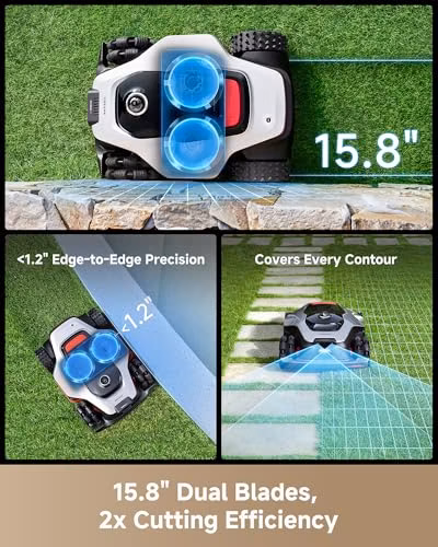 DREAME LiDAR 3500 Robot Lawn Mower A3 AWD Pro Wire Free No RTK, 4WD for 38.7° Slopes, Dual AI Vision Robotic Lawn Mowers,Dual-Disc Cutting 15.8" Width, Smart Zero-Edge, App Control for 0.87 Acre