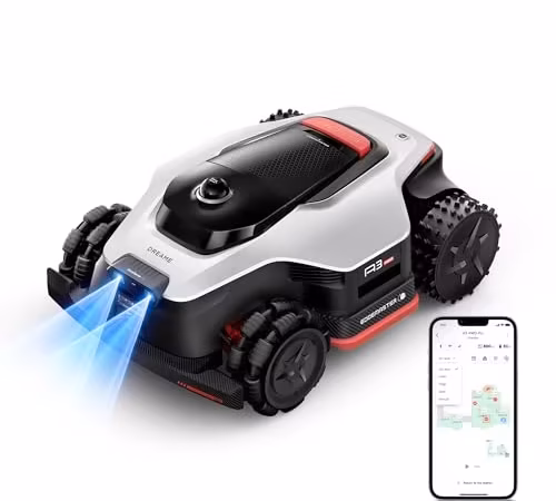 DREAME LiDAR 3500 Robot Lawn Mower A3 AWD Pro Wire Free No RTK, 4WD for 38.7° Slopes, Dual AI Vision Robotic Lawn Mowers,Dual-Disc Cutting 15.8" Width, Smart Zero-Edge, App Control for 0.87 Acre