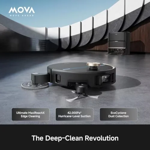 MOVA V70 Ultra Complete Robot Vacuum and Mop, 42000Pa Suction Bagless Dock
