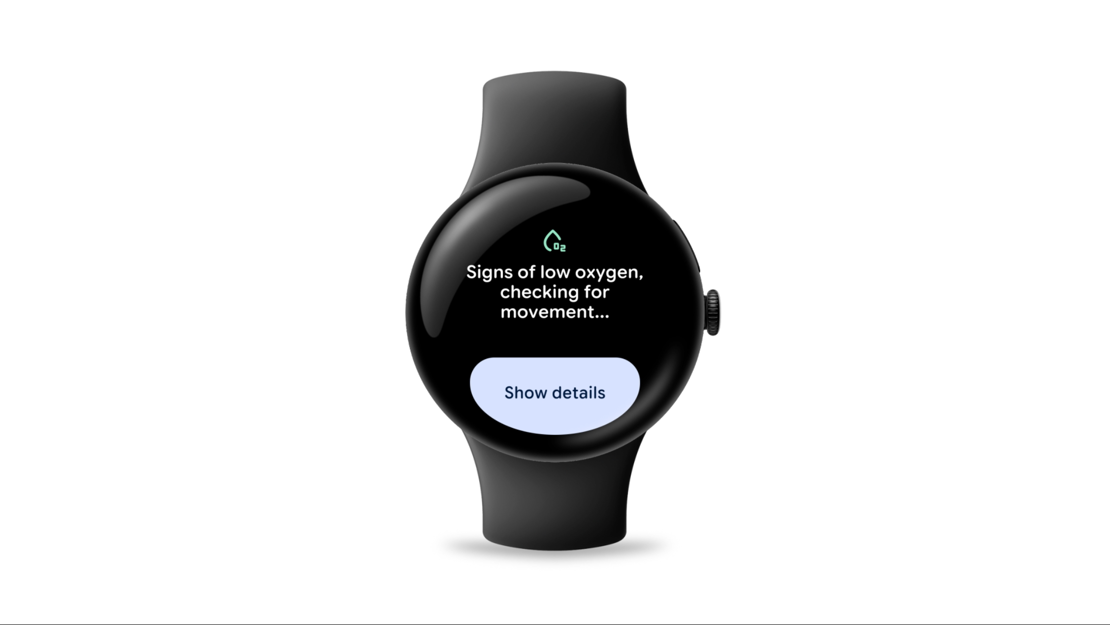 Pixel Watch 5 detects signs of a breathing emergency, displays a countdown, and automatically places a call to emergency services while playing an automated message.